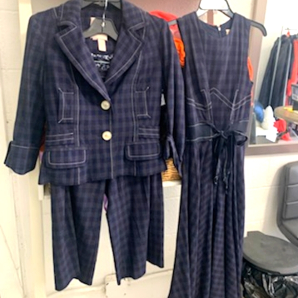 Tracy Reese 3 Piece Set Vintage Navy Blue Plaid